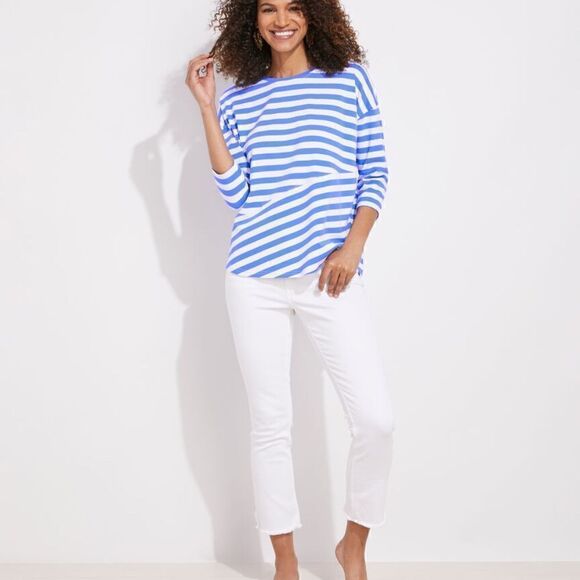 NWOT Vineyard Vines Pieced Deluxe Blue White Striped Tee T Shirt Top MEDIUM - Picture 7 of 7